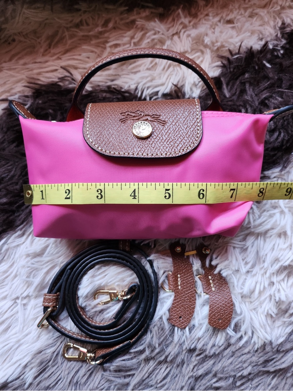 Hot Pink mini Nylon Top-Handle Bag with removable strap (unbranded) - Picture 3 of 6